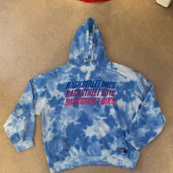 Aviator Nation Backstreet Boys Blue Tie-Dye Hoodie Official Winter Merch - Picture 3 of 11